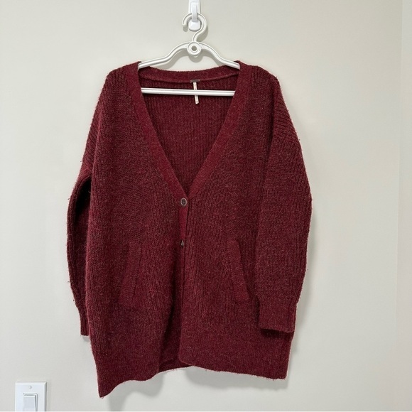 Free People Cloudy Day Wool Alpaca Blend Oversized Cardigan Sweater XS - Picture 2 of 10